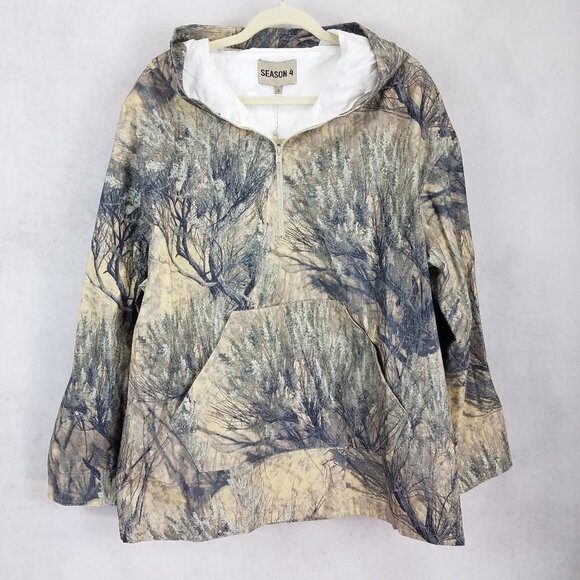 YEEZY Season 4 Men's S 1/4 Zip Pullover Camo Tree Print Hooded Jacket